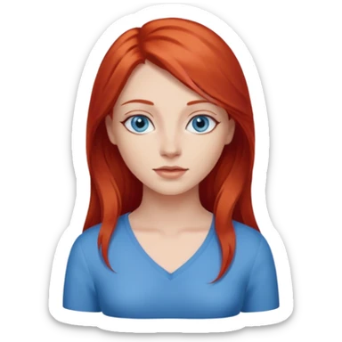 woman with middle to long red hair, blue eyes, fair skin sticker