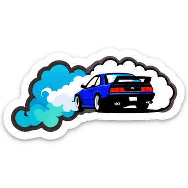 Drift car drifting a corner with smoke sticker