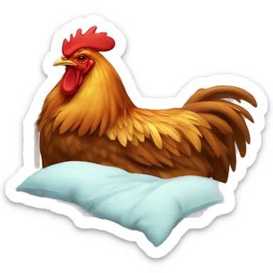 Rooster sleeping on a bed sticker