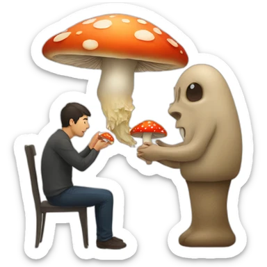 Mushroom eating a person sticker