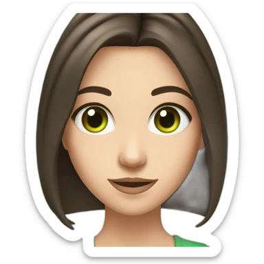 brunette white girl with green eyes making a selfie with phone sticker