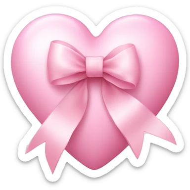 Baby pink heart with pale pink ribbon bow sticker