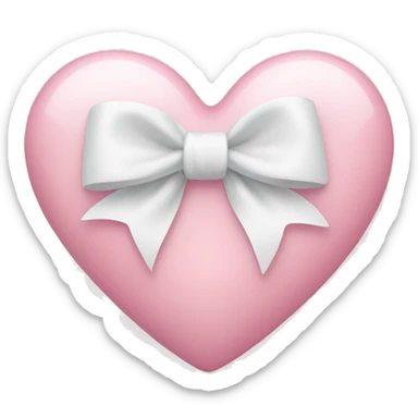 Pastel pink heart with white bow sticker