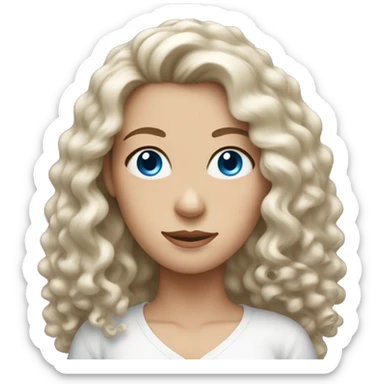 Blue-eyed White brunette woman with long curly hair  sticker