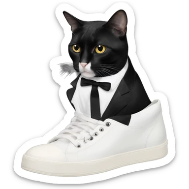 tuxedo cat wearing rick owens drkshdw highs sticker