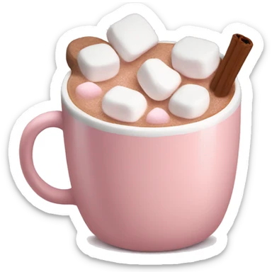 Light Pink mug of hot chocolate with marshmallows  sticker