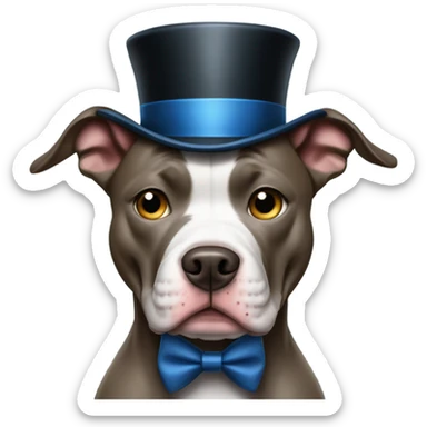 Blue pitbull standing up with a top hat and monocle glasses sticker