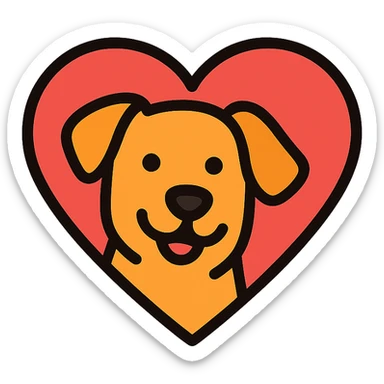 playful and friendly icon combining a dog and a heart, suitable for a tab icon, simple and clear design sticker