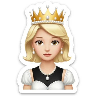 Blonde Elegant blonde princess with white gloves and pearl necklace, wearing crown.
 sticker