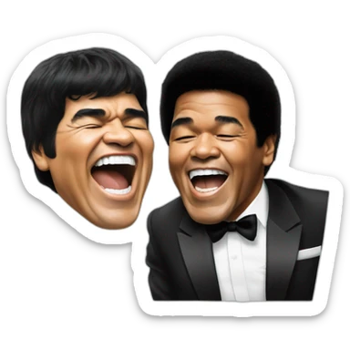 maradona laughing with muhammad ali sticker