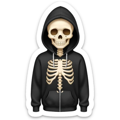Skeleton wearing a black hoodie and a fire background  sticker
