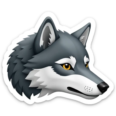 lying wolf siluette blackwhite sticker