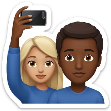 dark-female male taking selfie sticker