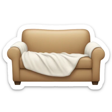 beige couch with white blanket sticker
