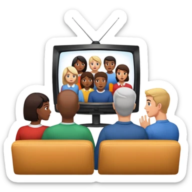 personas debatiendo revisando una tv sticker