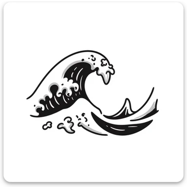 notion style hand drawn doodle of a stylized ocean wave sticker