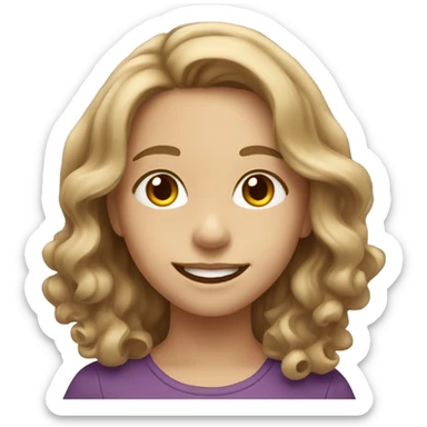 Smiling girl with wavy dark blonde hair that’s long  sticker