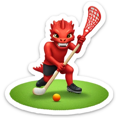 Red dragon playing field hockey sticker