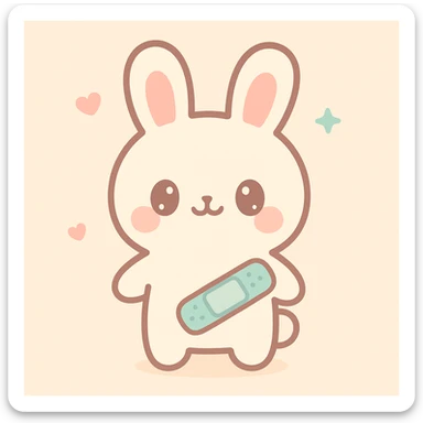 bunny with a bandage, soft and cute, simple background sticker