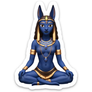 Proud Black, lapis rose gold, and woman anubis floor statue posed  sticker