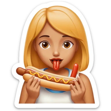 girl eating a hotdog sticker