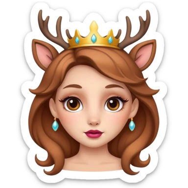 Cute deer princess with makeup on  sticker