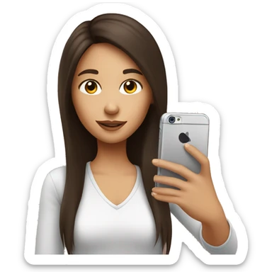 Brunette Girl taking selfie with her phone sticker