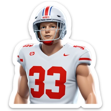 athlete in focus with helmet sticker