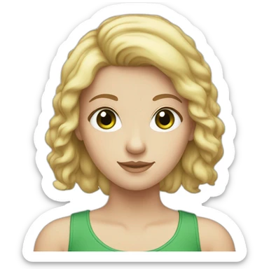 white girl with green eyes and auburn mullet sticker