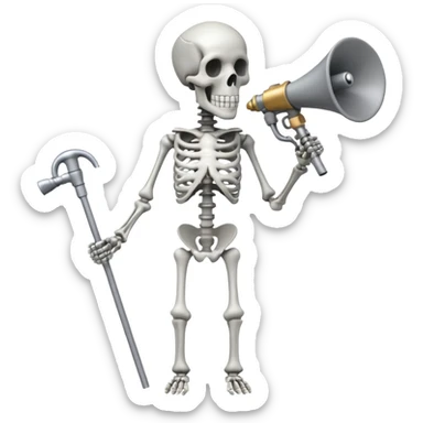 SKELETON WITH NO HEAD BUT A ROD WITH BOTH MEGAPHONES sticker