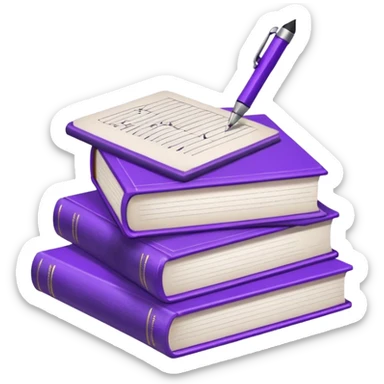 purple studying books with pen scattered sticker