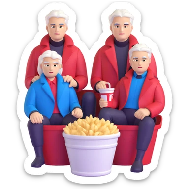 Dante and Vergil from Devil May Cry sitting together in a KFC family bucket, Dante in red coat, Vergil in blue coat, both with white hair sticker