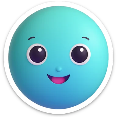 Uranus planet emoji with a mischievous face, blue-green color, thin rings, spark of creativity, symbolizing a person who drives change and new ideas sticker