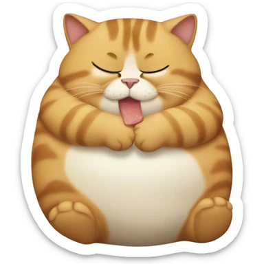 fat cat eating sticker