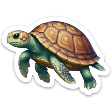 Quasar Turtle emoji – full body, massive cosmic turtle with glowing shell like a galaxy vortex, star patterns, slight side angle sticker
