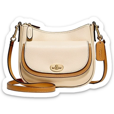 Coach Women's Hadley Mini Crossbody Bag in Pebbled Leather white beige
 sticker