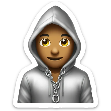 Silver chain hanging out of hoodie sticker