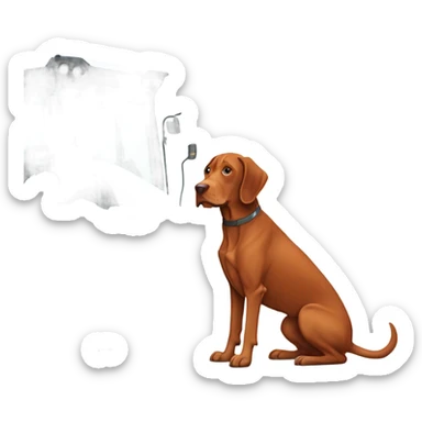 Vizsla in the snowblower  sticker