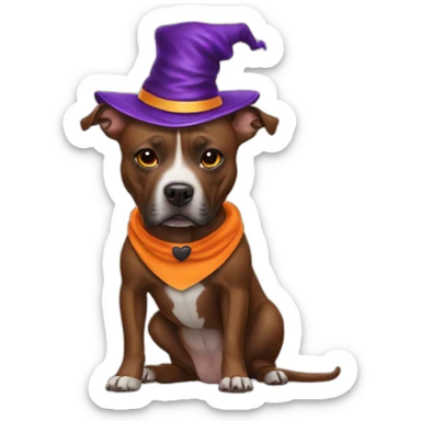 Brown staffy in Halloween costume sticker