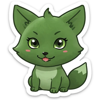 Angry red white Chibi baby cute kitsune  sticker