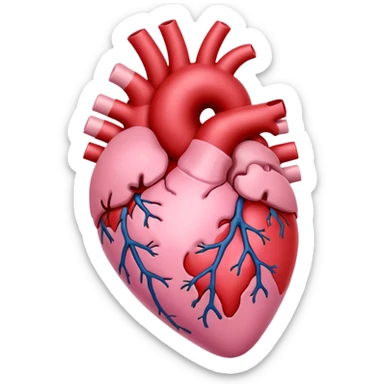 Anatomical heart, soft pink, light, iOS emoji style, variation 2 sticker