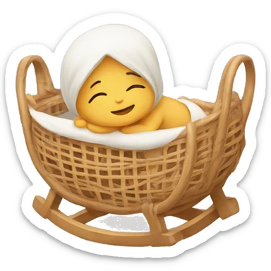 Newborn in a rattan cradle sticker