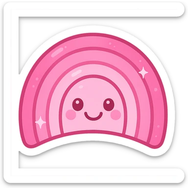 pink rainbow emoji, cheerful and bright sticker