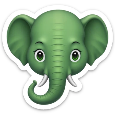 A green head with a green elephant trunk sticker