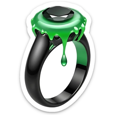 black and green goopy engagement ring sticker
