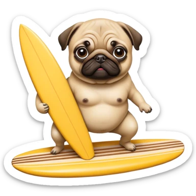 Pug Buddha riding a surfboard  sticker