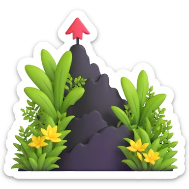 downward arrow surrounded by plants sticker