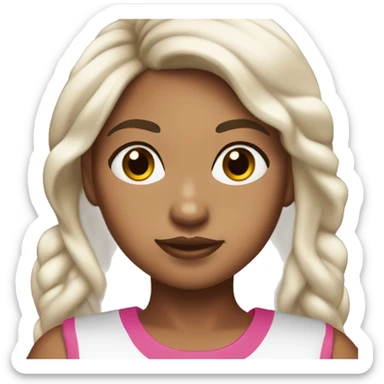 samoam girl with lighter tanned skin and pink lips and dark brown hair sticker