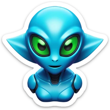 Clash of Clans aesthetic: Cinematic Playful 3D Isometric Alien Emoji, rendered in a 3D vector-style similar to standard emojis with minimal shading and bold, simplified shapes. A compact, distinct form with signature details, softly glowing with a futuristic sci-fi warfare charm. Simplified yet unmistakably iconic, highly detailed and consistent, glowing with a soft radiance and high shine. Stylized with a touch of high-tech brilliance and a soft glowing outline, capturing the essence of a beloved gaming relic with a friendly, playful manner! sticker