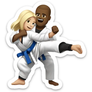 Blonde woman and brunette white man doing Jiu jitsu  sticker